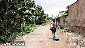 ebony beauty interacts with a stranger