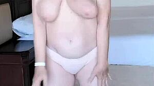 mariaold, mature milf with huge natural tits, shaking her boobs seductively in amateur scene