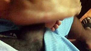 Wife gives intriguing footjob to husband in bedroom scene