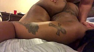 cherokee takes doggystyle pov with shaved ebony pussy and big ass bent over