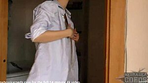 Gabby Bella Nude Casting Interview Outdoors on Sofa with Natural Tits