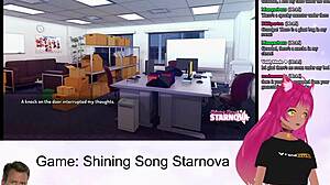 Vtuber intensely plays shining song starnova aki route part 3 with petite anime girl