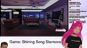 Vtuber intensely plays shining song starnova aki route part 3 with petite anime girl