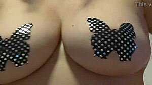 Tittie tease while masturbating under maledom control