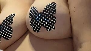 Tittie tease while masturbating under maledom control