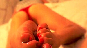 Koto gives detailed footjob with her feet