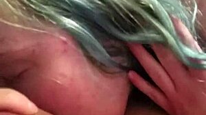 Blue hair girl gave me a long blowjob, so goodd!