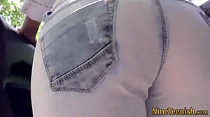 hey gorgeous teen, how does that monster cock feel plowing you outdoors in jeans?