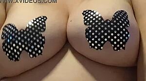 Tittie tease while masturbating under maledom control