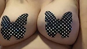 Tittie tease while masturbating under maledom control