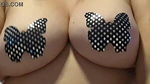 Tittie tease while masturbating under maledom control