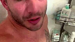 Shower time with wet bathing fun