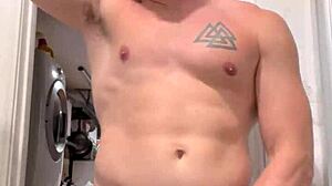 Shower time with wet bathing fun