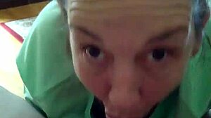 Tina is licking balls like a pro