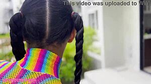 Skinny Colombian Violeta Grey Enjoys Lollipop and Foot Play Fun