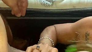 blonde enjoys barbecue and intimate moments