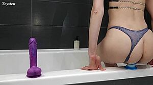 Stepsister uses three big dildos to orgasm