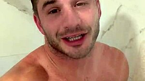 Shower time with wet bathing fun