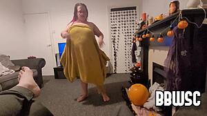 BBW Swallows Cock and Takes Cum on Tits