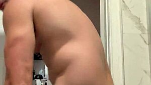 Shower time with wet bathing fun