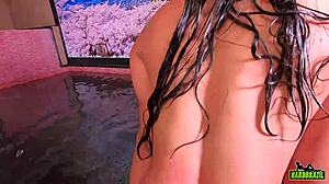 Lalla Potira gets cum at poolside