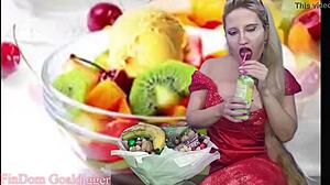 Food Porn with Glasses in Financial Domination Masturbation