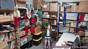 Real redhead amateur gets caught blowing monster cock, facial follows