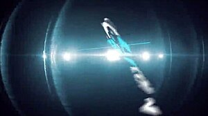 Sexy brunette Alison Tyler nude with big tits in night club.