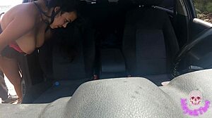 big tits girl casually fucks a stranger in the car during a quick encounter