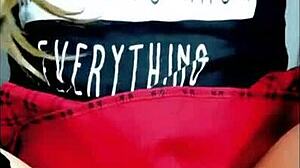 Kinky teen gives footjob massage with toys to young guy.