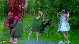 i love how this hot brunette swallows cum from two old guys at once