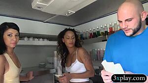 kinky brunette babe screwed by hot guy for quick cash