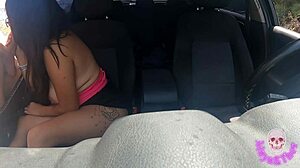 big tits girl casually fucks a stranger in the car during a quick encounter
