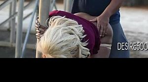 wet pussy gets pounded doggystyle in public spot