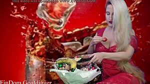 Food Porn with Glasses in Financial Domination Masturbation