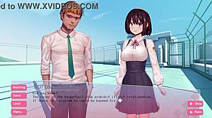 Schoolgirl Blowjob in Hentai Game