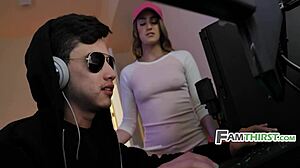 Gobbling Gamer Cock Stepsis - Kenzie Madison Juan Loco