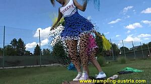 Trampling girls dominate with kinky fetish play