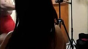 christmas time fun with brunette sucking dick hard