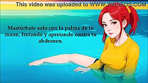 joi hentai babe at the pool, giving footjob instructions in spanish voice... so hot! 🔥