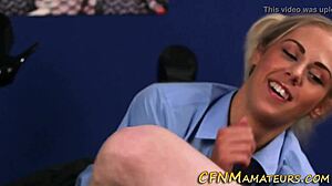 Cfnm teen sucking cock with handjob in high definition european blonde fetish