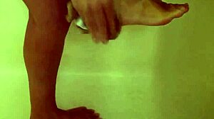 he gives interracial footjob and handjob to alessandra noir, skeeting all over her feet