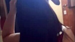 christmas time fun with brunette sucking dick hard