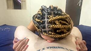 wild blowjob at home ends with cum in mouth