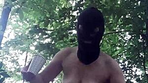 Female Slave Plays In Forest BDSM