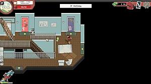 Rough femdom handjob on monster cock at the gym in spooky hentai game 😈