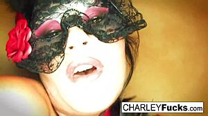 Charley Chase Poses In Lingerie And Stockings For A Brunette Solo Session