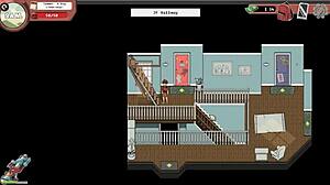 Rough femdom handjob on monster cock at the gym in spooky hentai game 😈