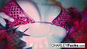 Charley Chase Poses In Lingerie And Stockings For A Brunette Solo Session