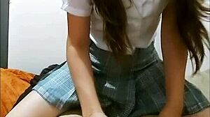 Pov of my cute schoolgirl stepsister earning cash alone at home